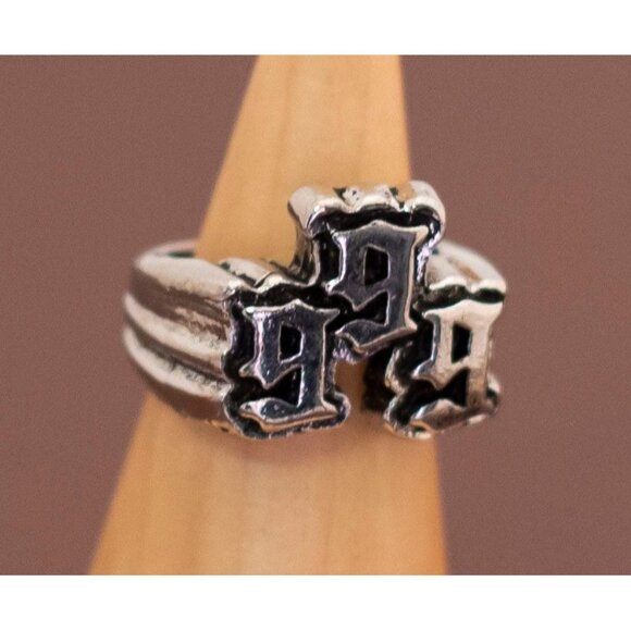 Vintage Triple 9 Statement Ring Size 7 - U1 - Picture 2 of 3